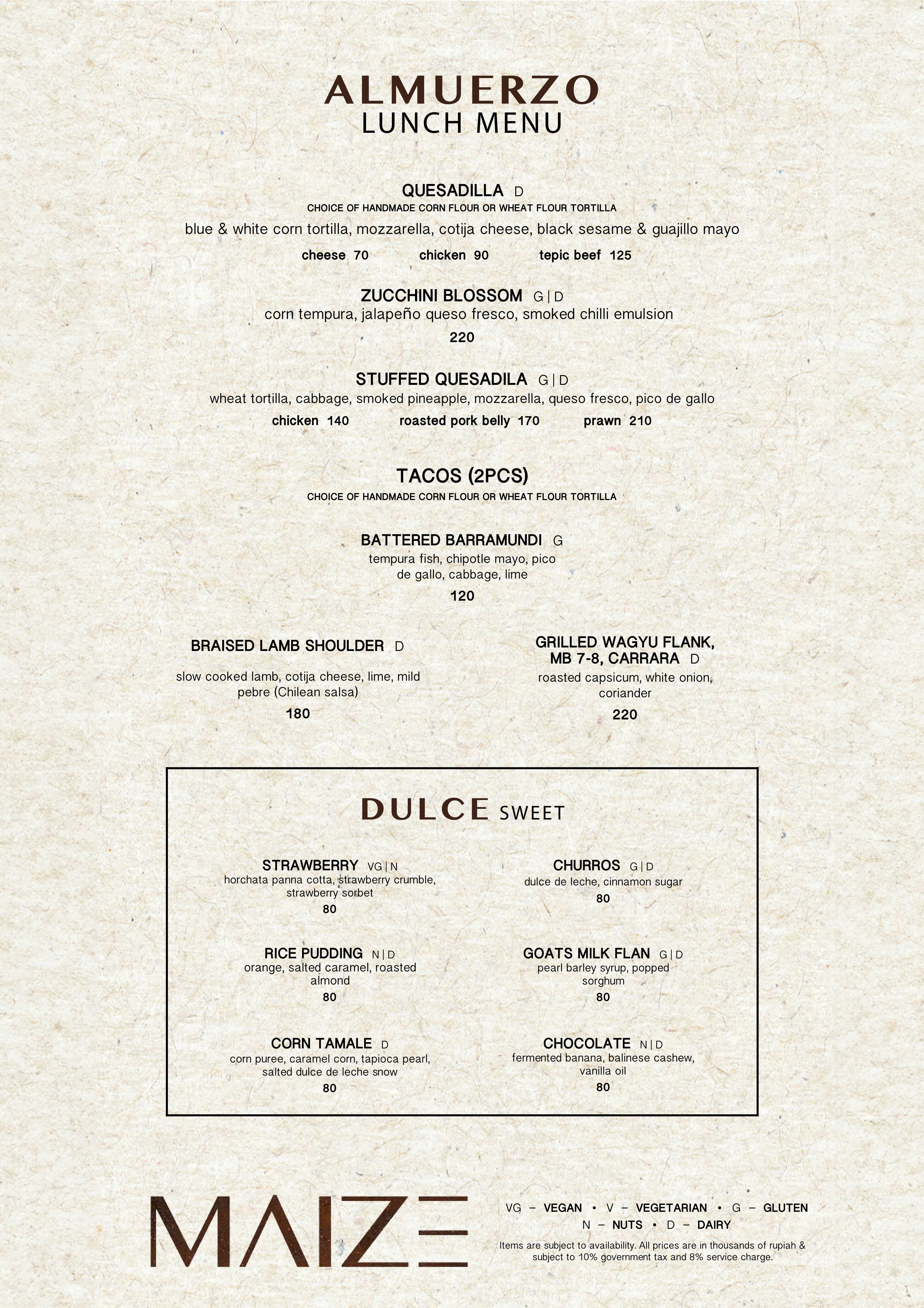 Maize Menu